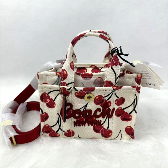 Coach Handbags - COACH Cargo Tote Bag 20 Crossbody With Cherry Print In Canvas/Chalk Multi CZ104